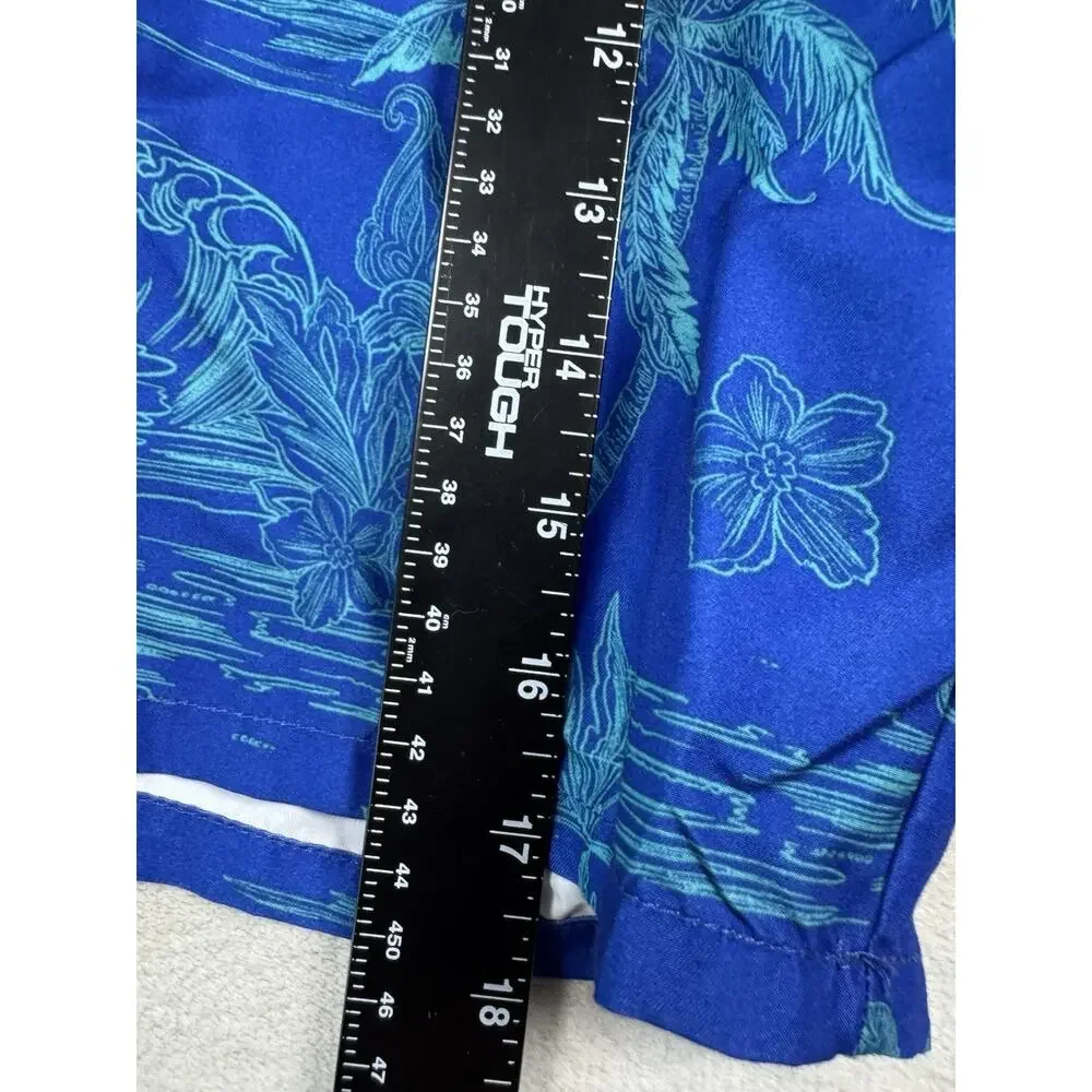 Outdoor Oasis Boys Husky 10/12 Blue Tropical Palm Swim Trunks Cargo